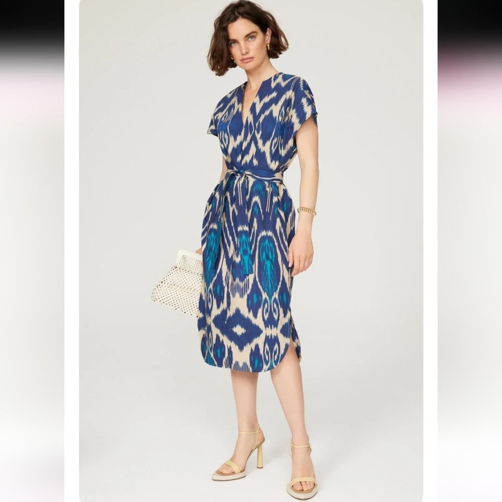 Vanessa Bruno Amarilla Blue Print Tank Midi Dress Size 10
